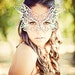 Rococo lacy mask in white leather