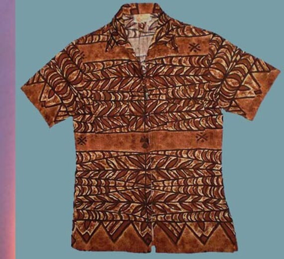 Vintage 70s Hawaiian Shirt Barkcloth Iolani M by TheSpectrum