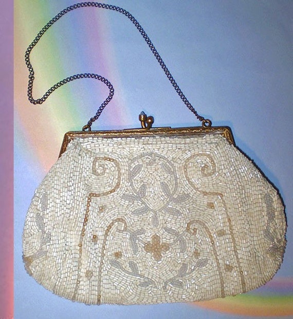 BOHEMIAN VINTAGE 30s BEADED SMALL PURSE DANCE BAG