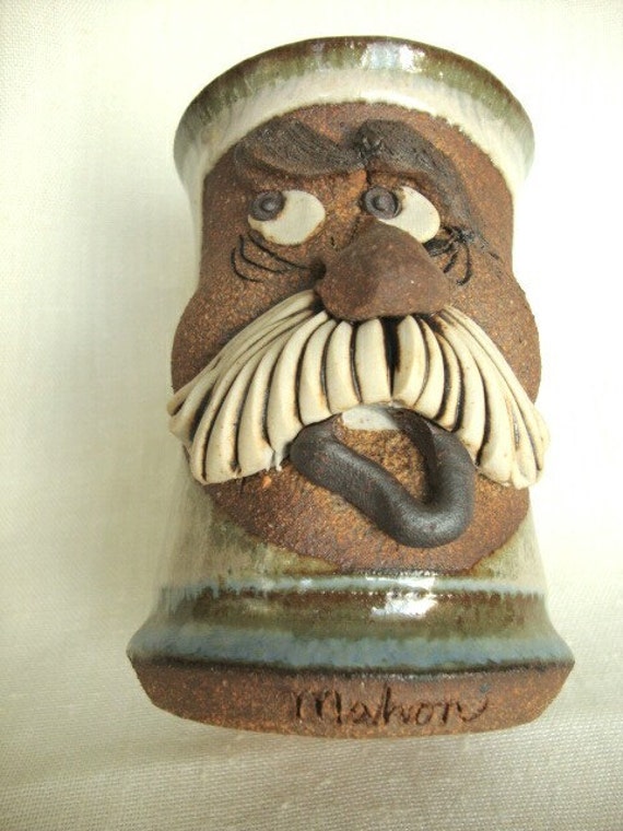 Vintage Mahon Pottery signed funny ugly face mug