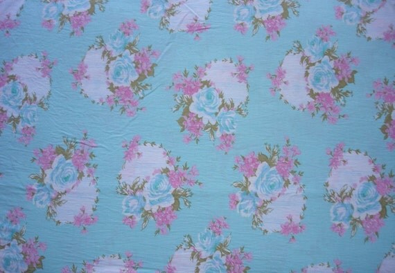 vintage fabric aqua blue roses shabby chic vintage fabric aqua blue roses shabby chic