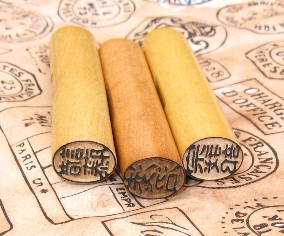 3 wooden hanko stamp japanese oval 3 like rubber