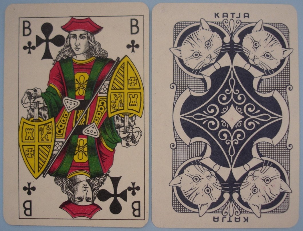 2 cards Jack of Clubs vintage playing card ephemera