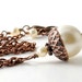Acorn Necklace with Cream Swarovski Pearls Pendant Necklace . Gift for Gardener Nature Lover . Acorn Necklace in Antiqued Copper Woodland