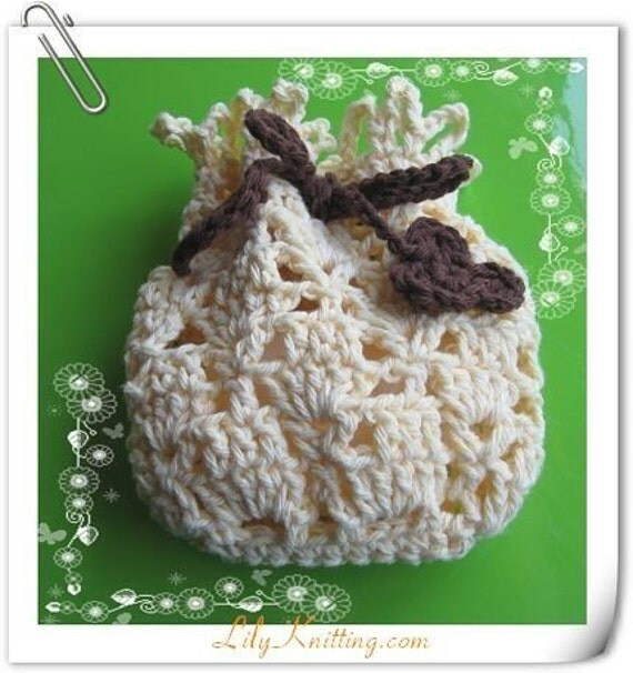 crochet soap patterns bags bag snack gift or PATTERN bag soap  or saver kids' bag brown crochet