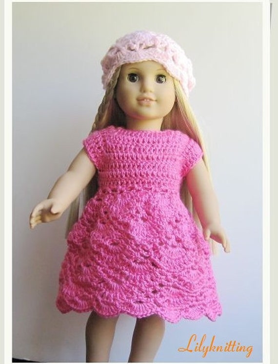 Pattern crocheted doll clothes dress for American Girl Gotz