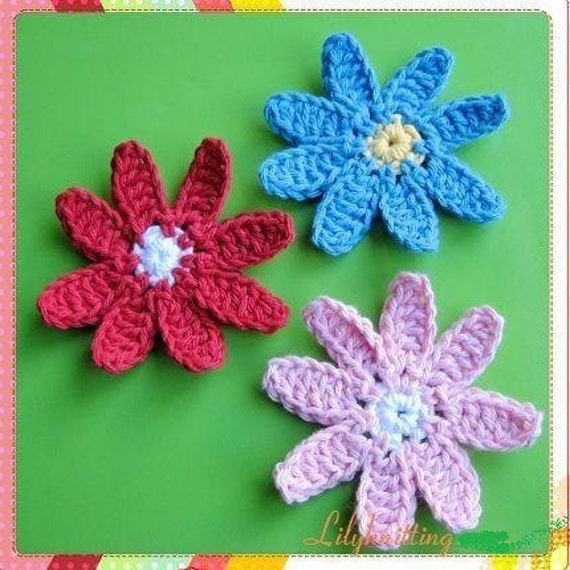 PATTERN in PDF Crocheted large flower applique 8 petals