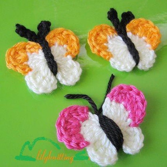 applique crochet free pattern butterfly Pattern (Butterfly Crocheted  4 Butterfly applique PDF  in