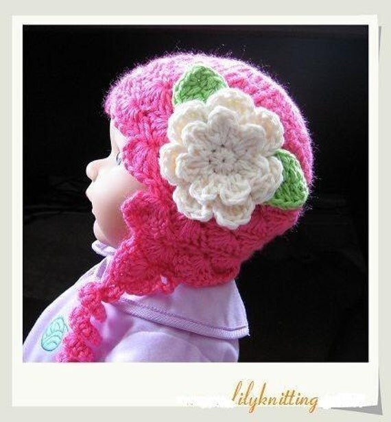 Pattern in PDF Crocheted baby earflap beanie hat Earflap