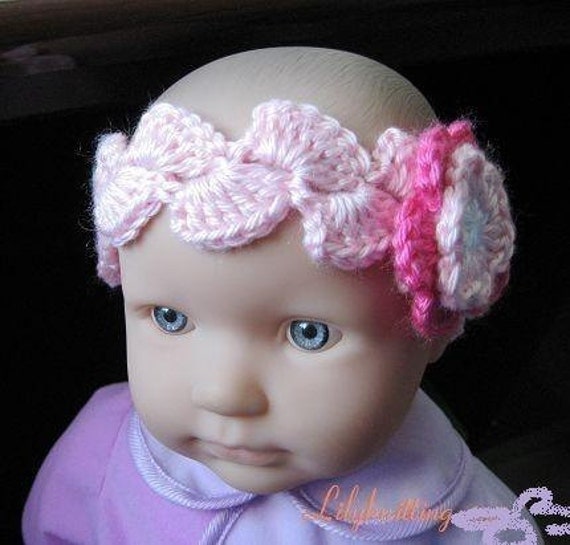 PATTERN in PDF Crocheted baby flower headband Headband 5