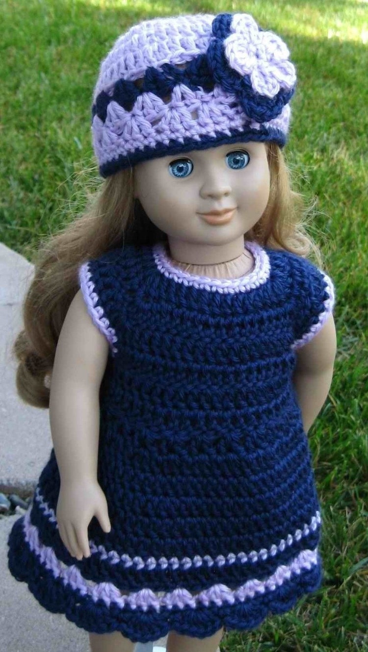 Pattern in PDF crocheted doll clothes dress for by LilyKnitting