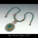 RESERVED Tidepool Pendant, Bead Embroidery Necklace, Turquoise, Copper