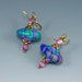 Stacker Bead Earrings, Cobalt Blue, Teal Green, Violet, Polymer Clay