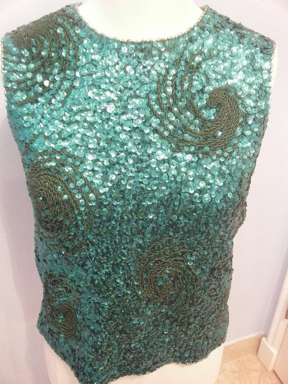 Emerald Green Sequined Top SALE by DetroitDollface on Etsy