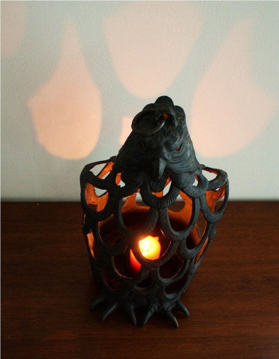 Vintage cast iron eagle lantern