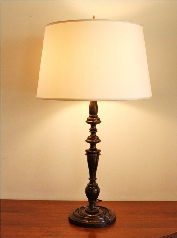 Antique turned wood table lamp by highstreetmarket on Etsy