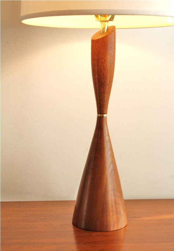 Midcentury modern wooden table lamp vintage