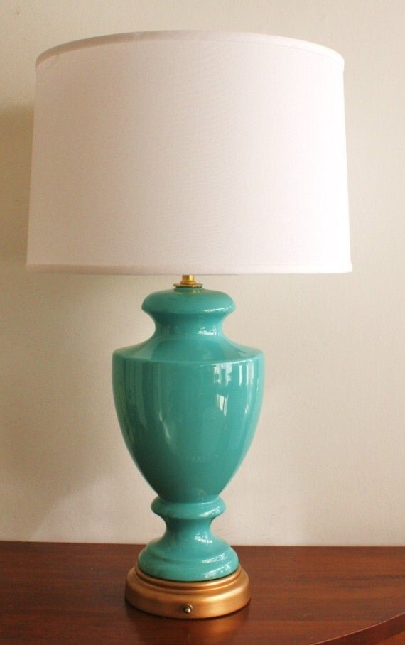 Vintage turquoise ceramic table lamp