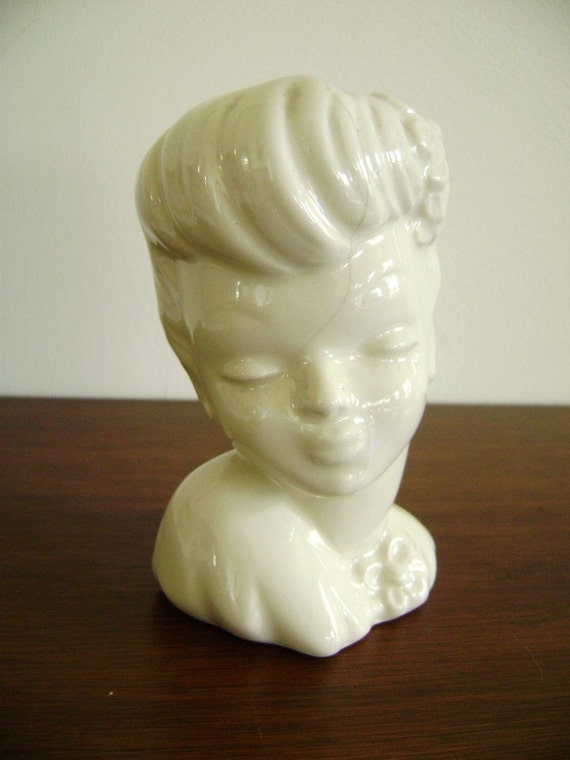 Vintage porcelain head vase Lady Head Vase USA by highstreetmarket