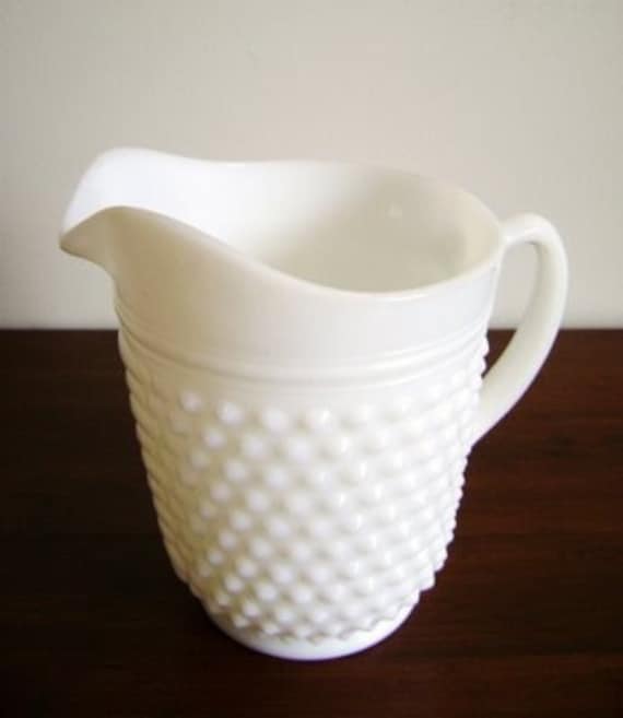 Large Fenton Hobnail milk glass pitcher