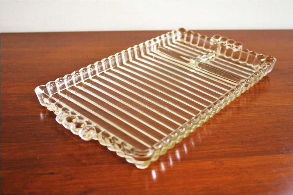 Vintage clear glass serving tray Candlewick Glass Co.
