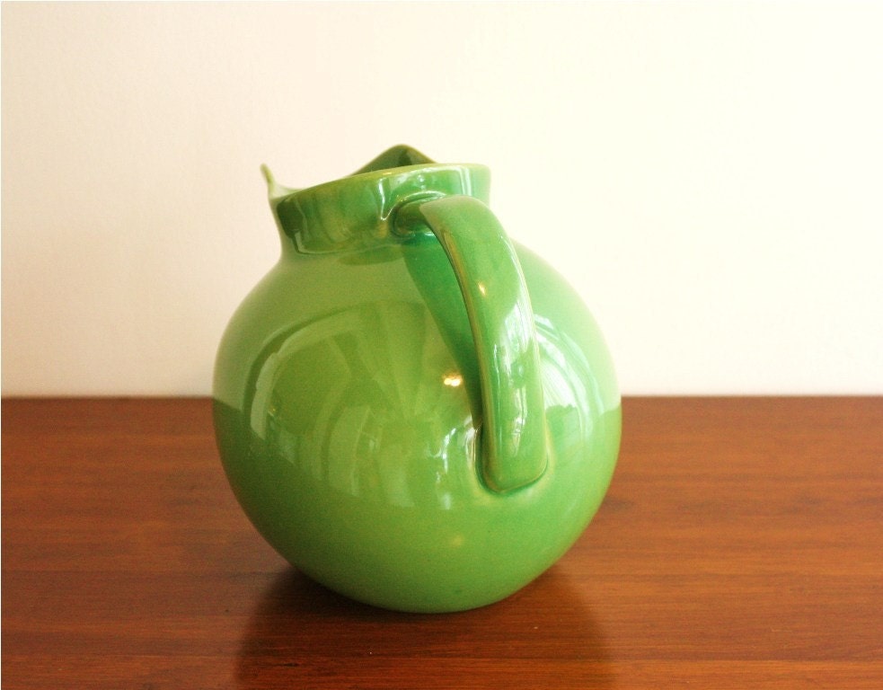 Vintage green ball jug retro style pitcher