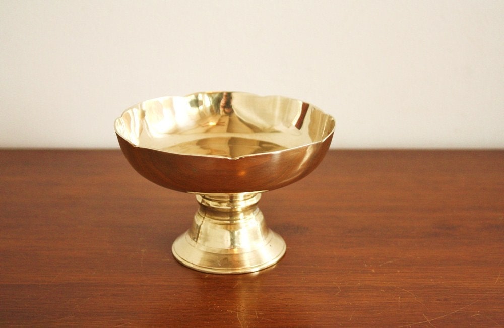 Vintage brass pedestal bowl