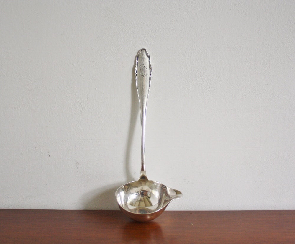 Salad dressing or sauce serving spoon silver by highstreetmarket