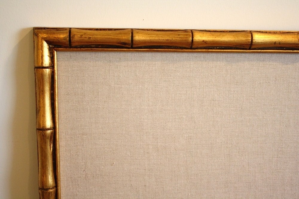 Bulletin board with vintage gold bamboo frame