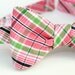 black friday/cyber monday sale-pink n green plaid freestyle bow tie