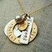 Personalized Mixed Metal Sterling Silver Gold Hand Stamped Charm Necklace, RONA MIXED by E. Ria Designs