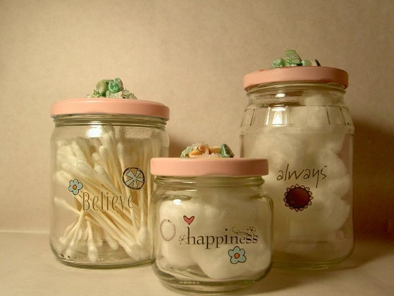 shabby chic pink inspirational glass storage jars set of 3 shabby chic pink inspirational glass storage jars set of 3