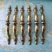 6 vintage curvy brass metal handles with details includes hardware