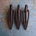 3 vintage mid century metal handles with pointy ends includes hardware