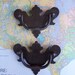 2 vintage curvy distressed metal pull handles includes hardware