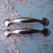 SALE! 2 vintage shiny silvertone metal pull handles