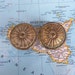 2 chunky vintage round flower motif heavy brass metal knobs includes hardware