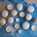 16 piece mixed lot vintage shabby chipped painted white and ivory wood knobs includes hardware for projects and decor