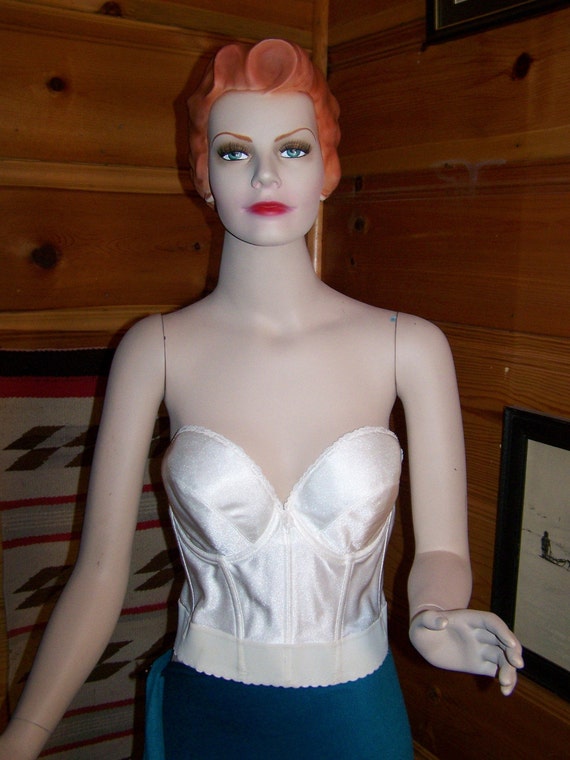 Vintage Bustier Bra made by JC Penney White in by OhVintageThreads
