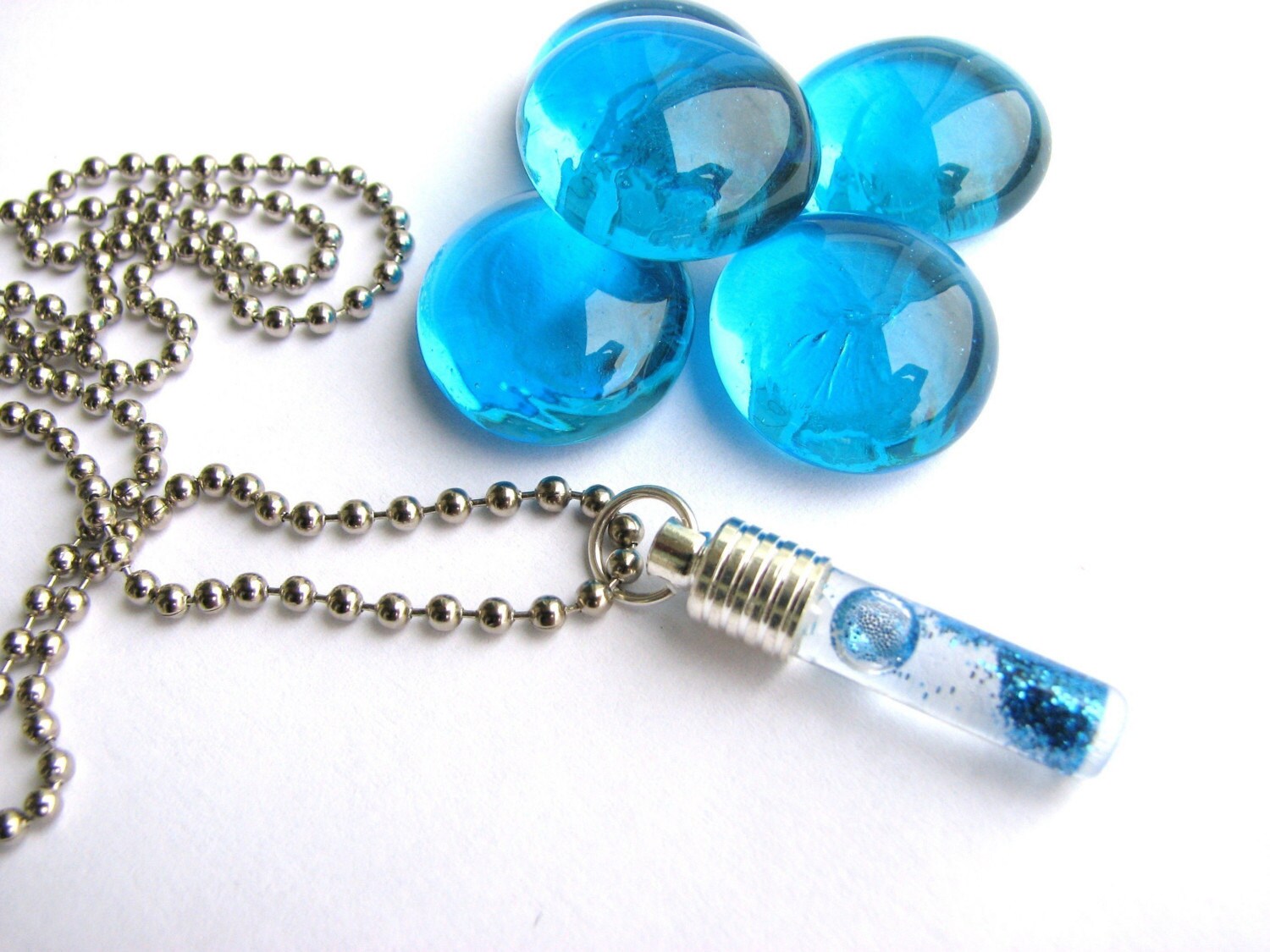 5 Tube Bottle Glass Vials Pendants DIY Necklace