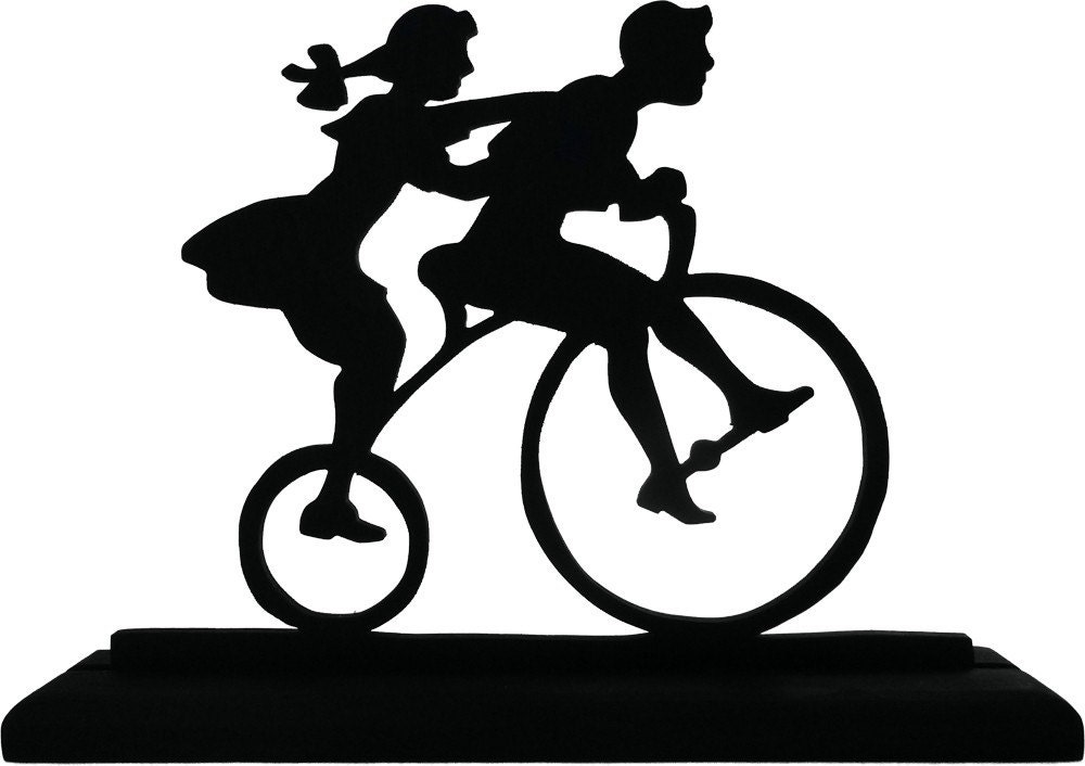 Two Children On A Tricycle HandmadeDisplay Silhouette