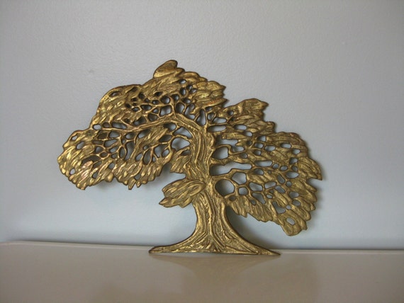 Mid Century Brass Tree Wall Hanging