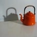 Rustic Orange Enamel Tea Kettle for Display