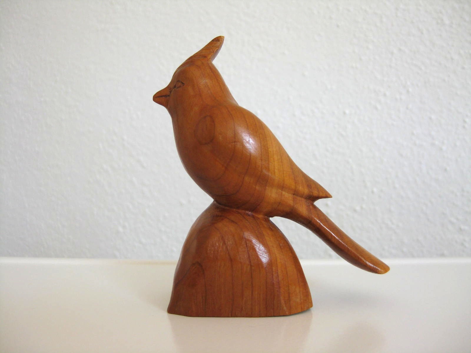 Small Hand Carved Wooden Cardinal Sculpture