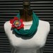 Infinity Scarf - (teal repurposed t-shirt and bright orange flower)