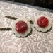 button hair pins, pink red hair pins, cranberry hair clip, cranberry hair pins, bobby pins, hair pins, vintage, wedding hair pins