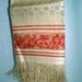 Vintage linen towel damask red fringe display