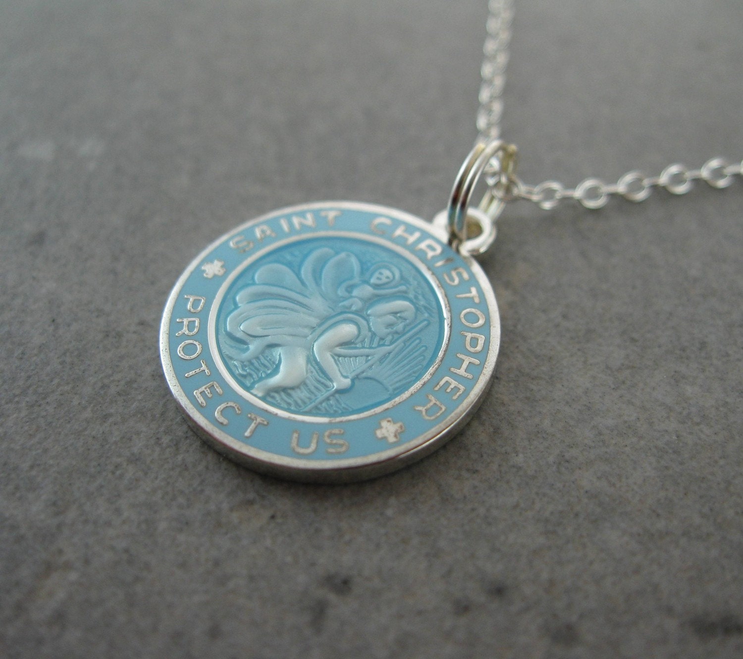 Medium St. Christopher Necklace Baby Blue w/ Baby by keylimesugar