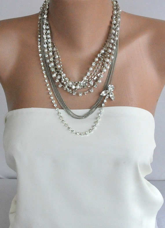 Items Similar To NEW Collection Chunky Bridal Rhinestone Necklace On Etsy   Il 570xN.278673347 