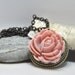 Coral Pink Rose Cabochon Necklace